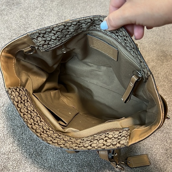 Coach Signature Jacquard Tan Leather Canvas “C” Monogram Tote Bag M0749-F11526 - Picture 4 of 10